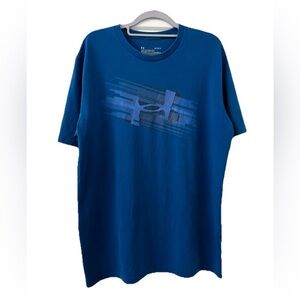 Under Armour T-Shirt Mens L Blue UA Casual Short Sleeve Adult Loose Fit Heatgear